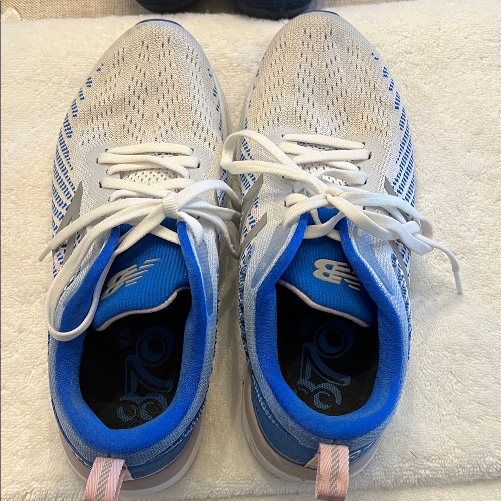 New Balance White and Blue Athletic Shoes